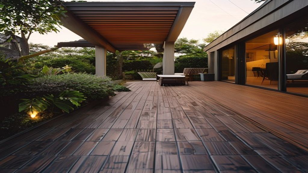 Outdoor tiled entertaining area