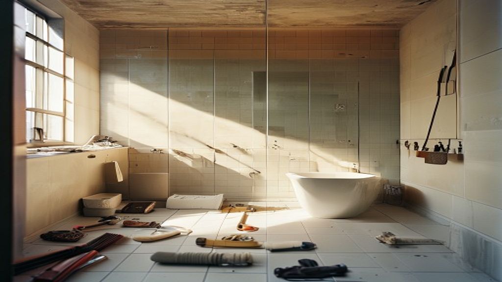 Detail of precision tile grouting and waterproofing work