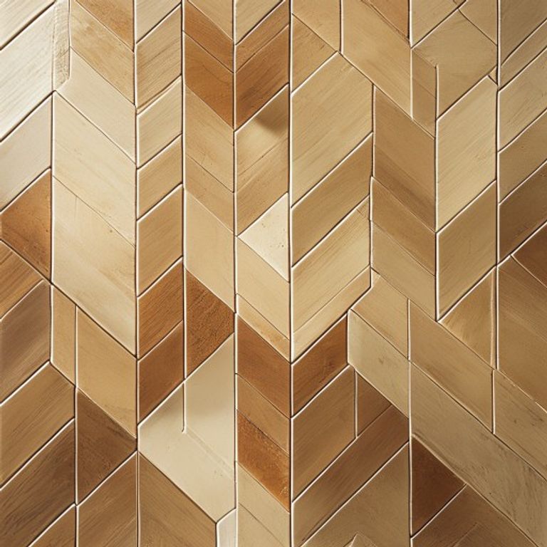 Close-up of precision herringbone tile pattern